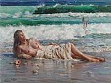 Guan zeju - nude on the beach painting